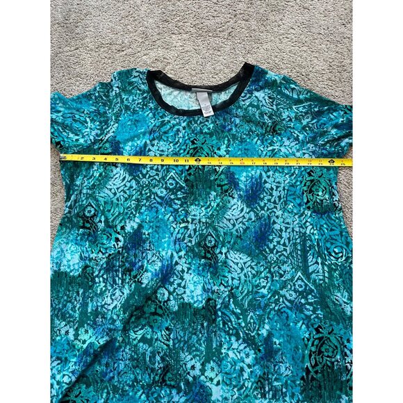 Catherines Womens Tunic Dress Size 1X Sheer Trim Floral Boho Stretch Comfort - Picture 3 of 7